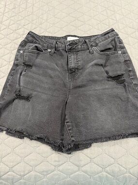 Maurices Black Distressed Denim Shorts